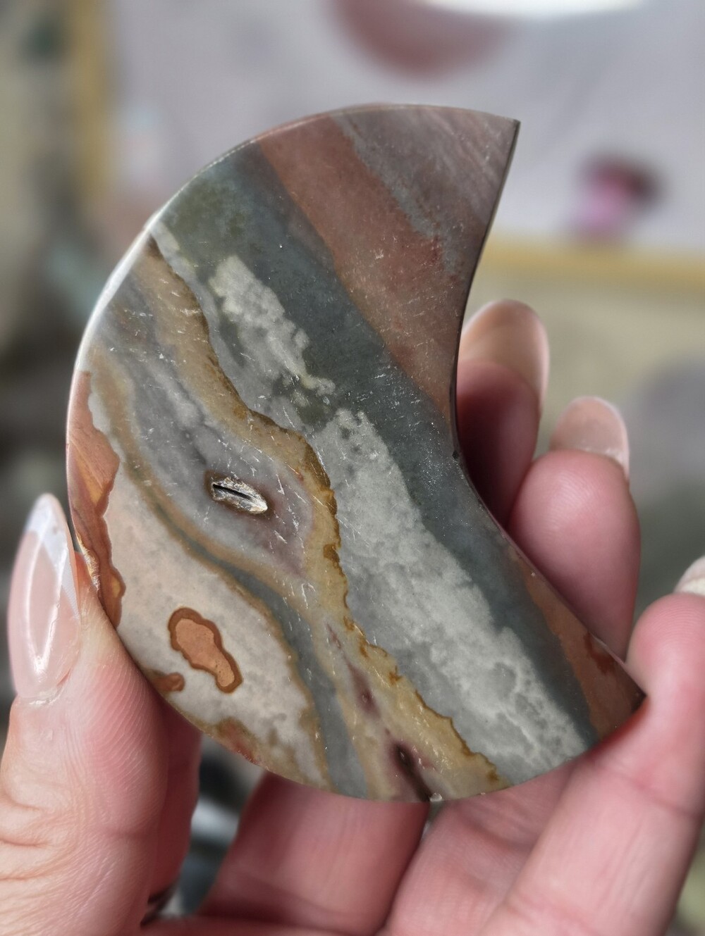 Polychrome Jasper Moon Crystal  From Madagascar